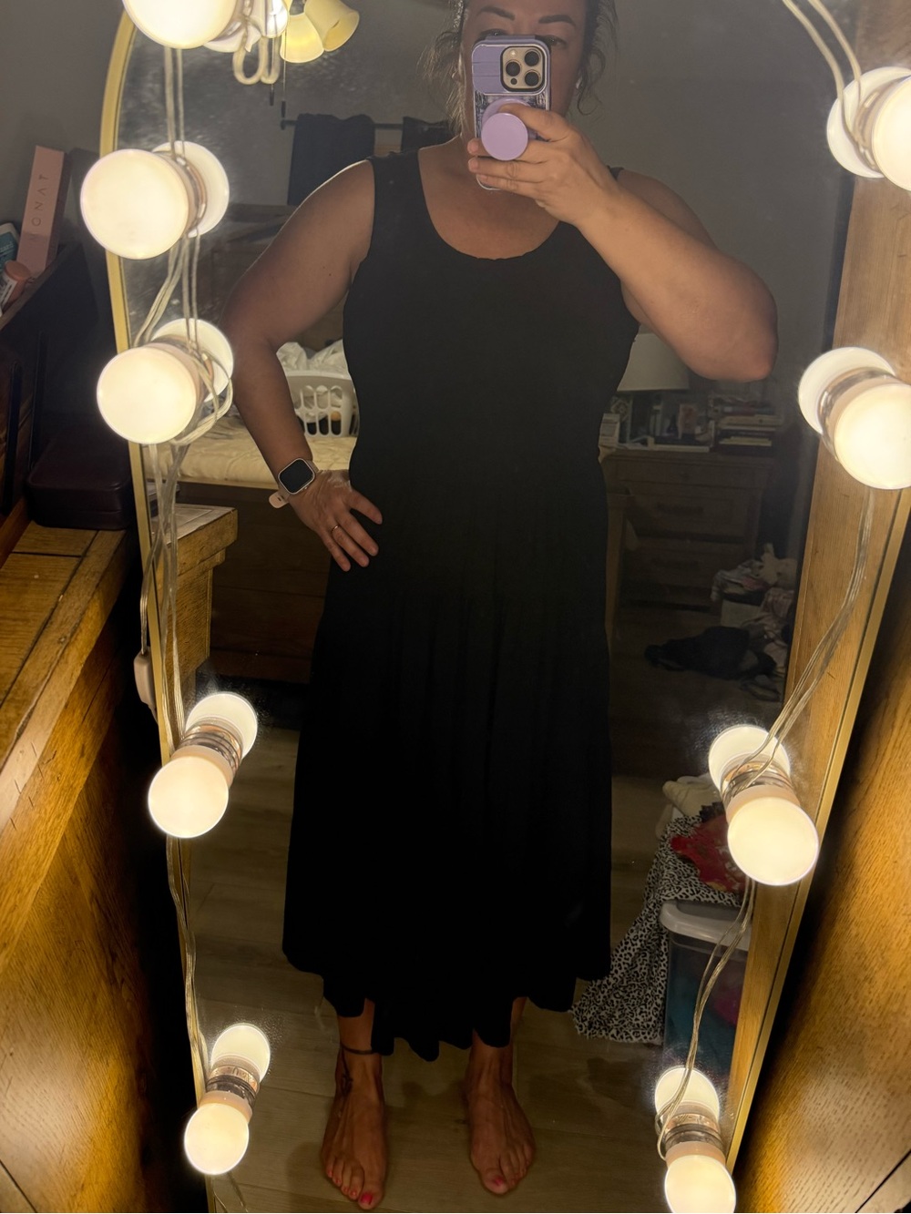 Sleeveless Black Maxi Dress with Waist Rouching